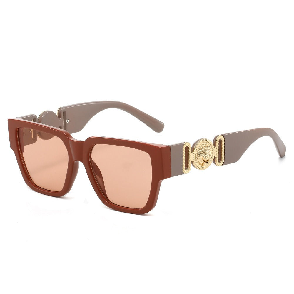 2025 new square sunglasses personality lion head large frame explosion of colour collision fashion sunglasses for men and women