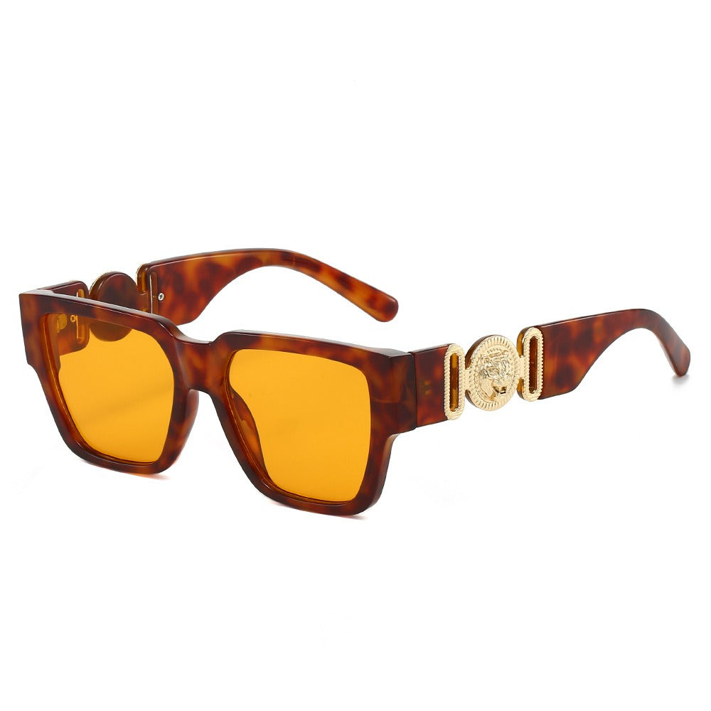 2025 new square sunglasses personality lion head large frame explosion of colour collision fashion sunglasses for men and women