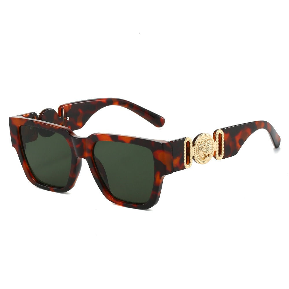 2025 new square sunglasses personality lion head large frame explosion of colour collision fashion sunglasses for men and women