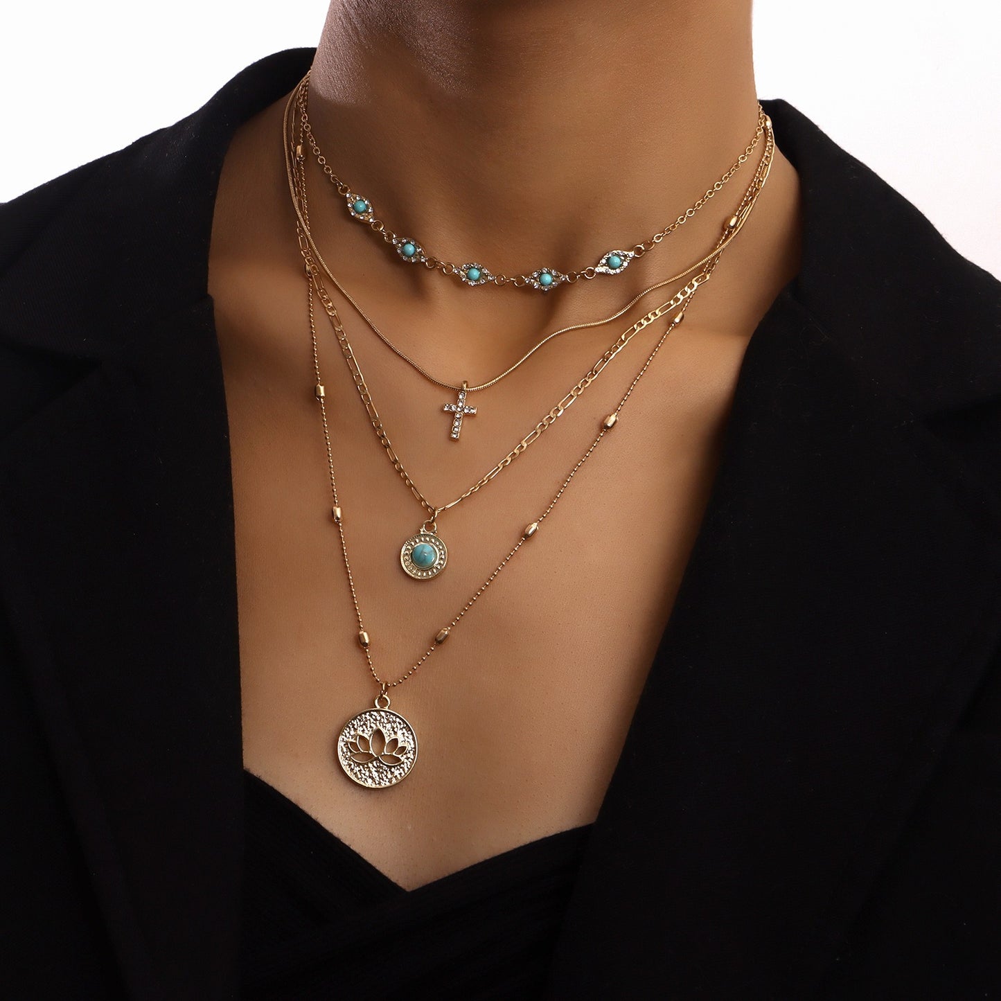 The Vintage Multi-Layered Choker Chain Necklace,vintage elegance with modern allure