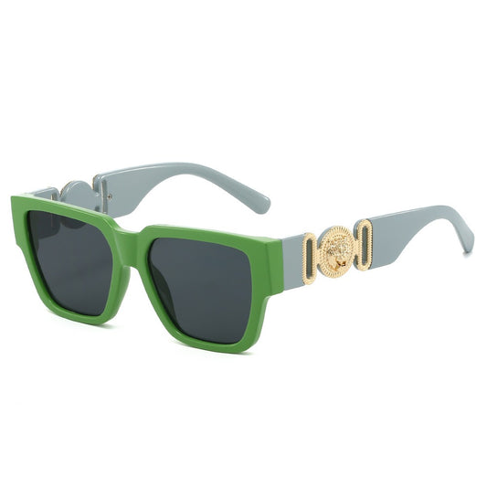 2025 new square sunglasses personality lion head large frame explosion of colour collision fashion sunglasses for men and women