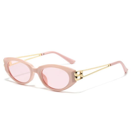 2025 new cat eye sunglasses metal hollowed out legs senior sense of thin sunglasses trend of hundred and match