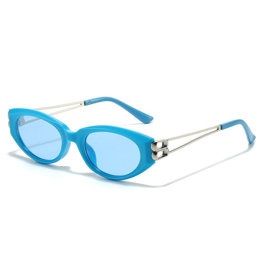 2025 new cat eye sunglasses metal hollowed out legs senior sense of thin sunglasses trend of hundred and match