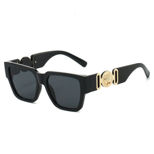 2025 new square sunglasses personality lion head large frame explosion of colour collision fashion sunglasses for men and women