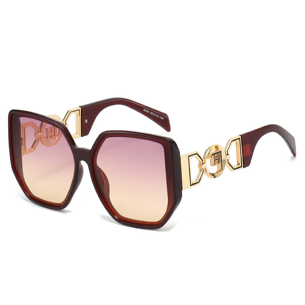 2025 New fashion sunglasses sunscreen large frame sunglasses premium